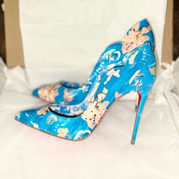 Christian Louboutin Hot Chick pumps 100mm patent blue Greek Odyssey EU37.5 - Picture 4 of 14